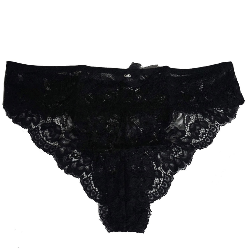 ADORE ME | Lace Black Panties with Crystal Bow